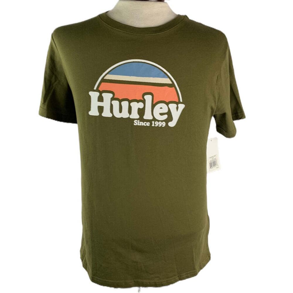 Small Hurley Men's‎ Olive Green Logo Tshirt Short Sleeve Retro New